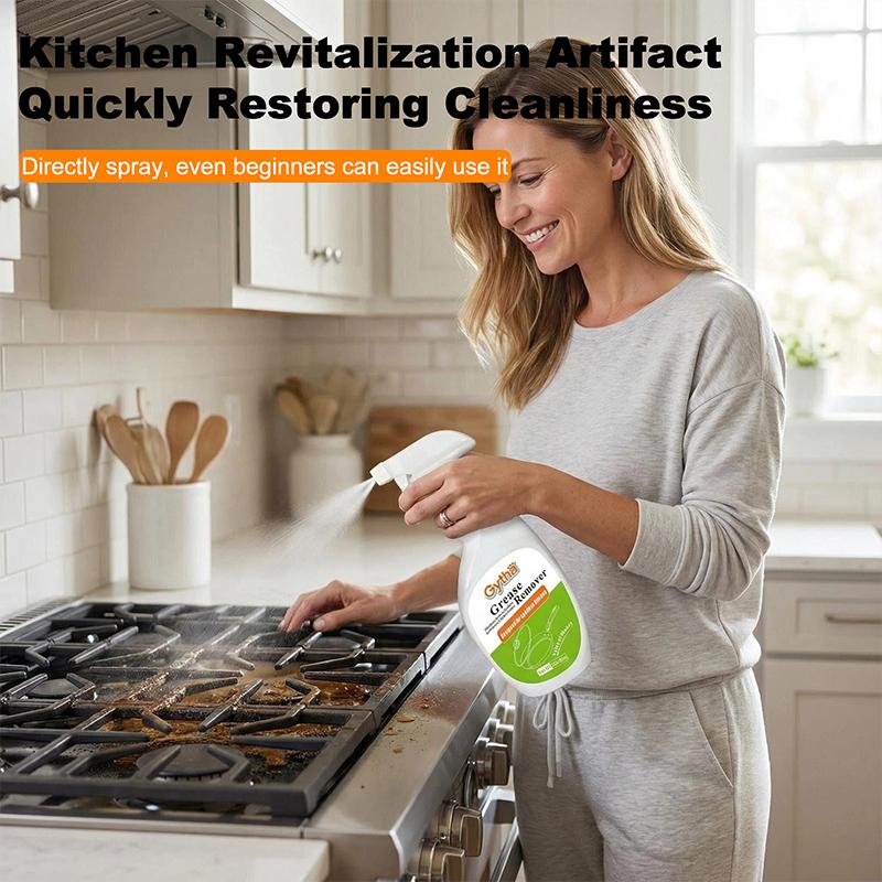 (Two-bottle pack) Kitchen cleaning spray effectively removes kitchen grease and grime. This multi-purpose degreaser is suitable for heavily soiled areas such as countertops, ovens, cookware, and range hoods.