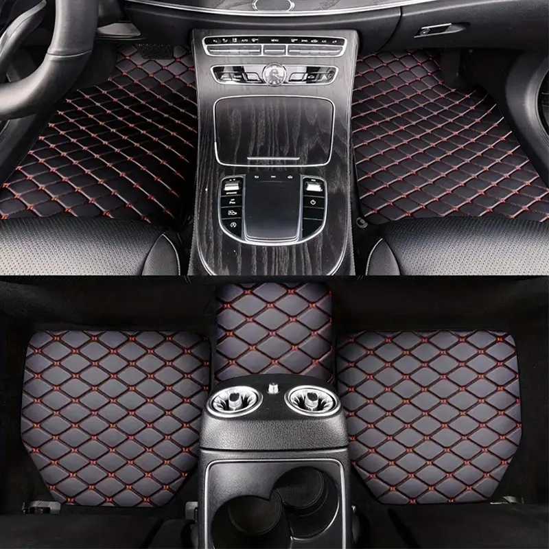 5-Piece Universal Fit PU Leather Waterproof Floor Mats, Automotive Floor Mats, Durable Car Mats for Most Vehicles, All Weather Protection with Easy to Clean Non-Slip Design, Car Mat Set