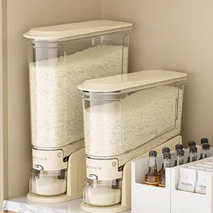 Home Rice Box Press Out Rice, Anti-Pest Moisture-Proof Grain Storage, Sealed Kitchen Rice Bucket, Food Grade Safe Design, Grain Dispenser
