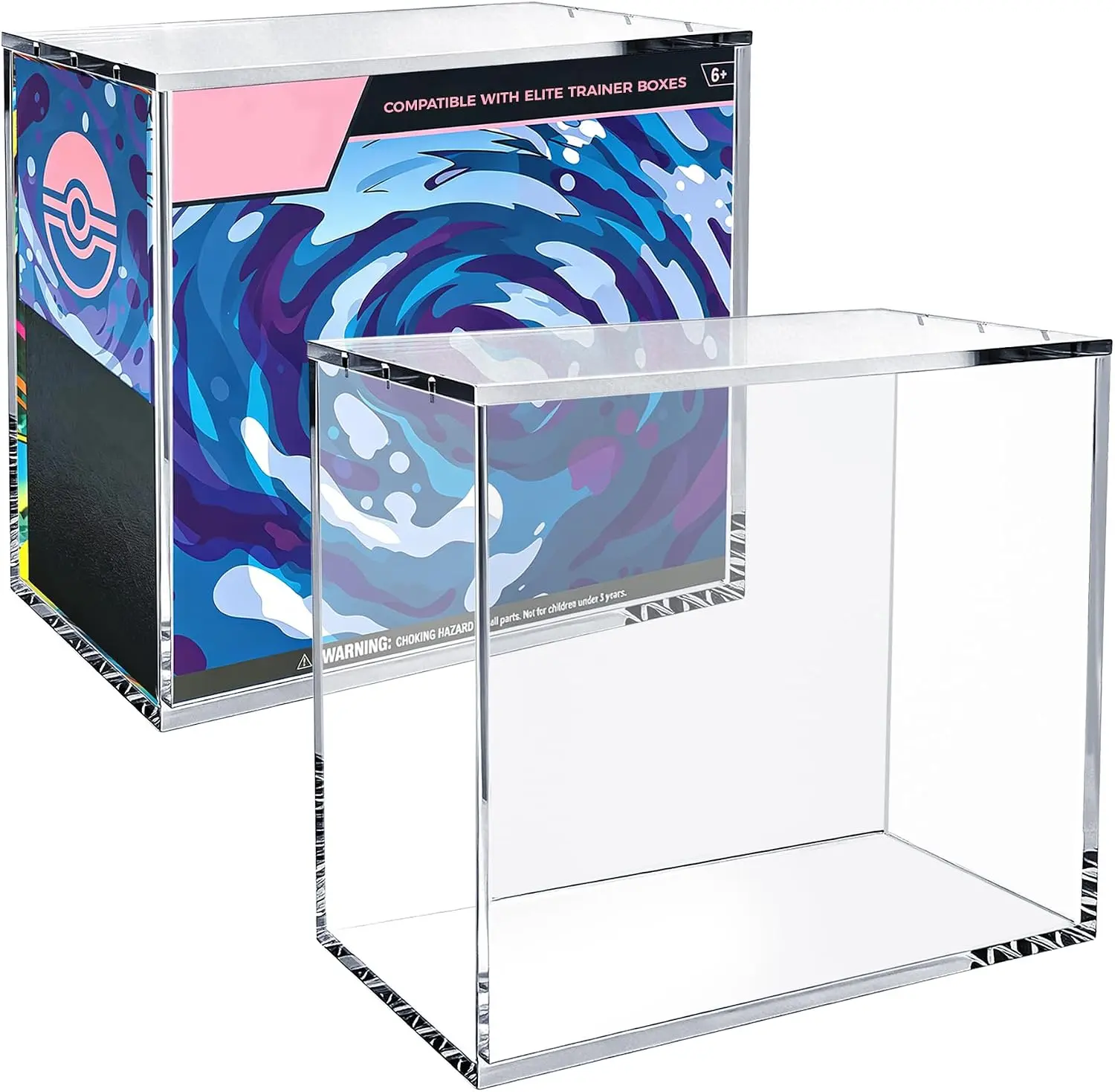Upgraded 5mm Anti-Scratch Magnetic Acrylic ETB Display Case, Stackable Elite Trainer Box Protector, Dust Resistant Clear Storage Display Box for Standard Pokemon ETB Trading Card Collection