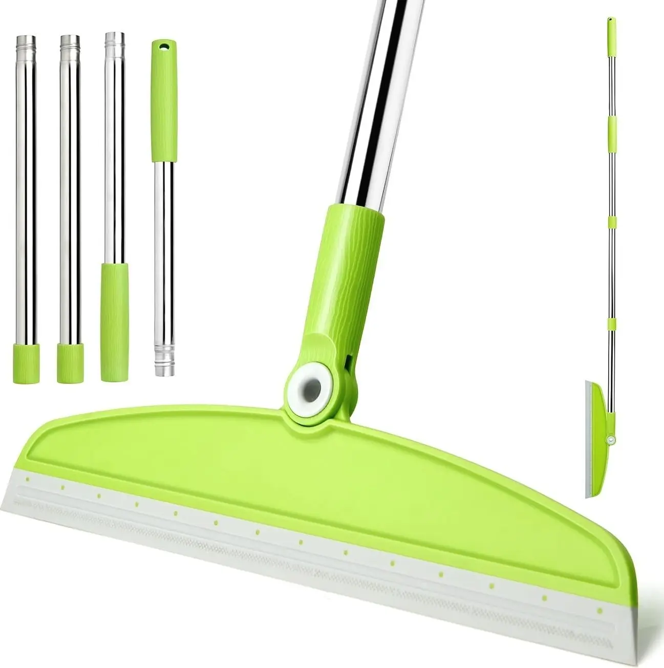 Silicone Air Broom, Multifunction Broom with Long Handle, Adjustable Rubber Squeegee Sweeping Water for Indoor Hardwood