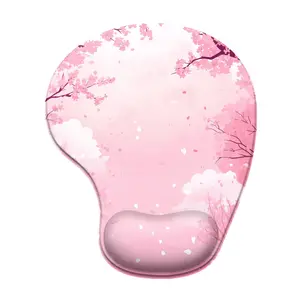 BHJLAXR Cherry Blossom Pattern Mouse Pad with Wrist Rest, Silicone Non-slip Mouse Pad, Ergonomic Design Gaming Mouse Pad for Laptop, Desktop, Computer