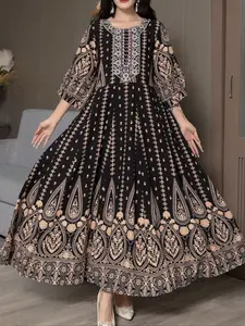 Women's Ethnic Pattern Embroidery Dress, Boho Floral Dress, Elegant Chic Casual Boho Bohemian Dress for Vacation Holiday Party, Ladies Spring Clothes