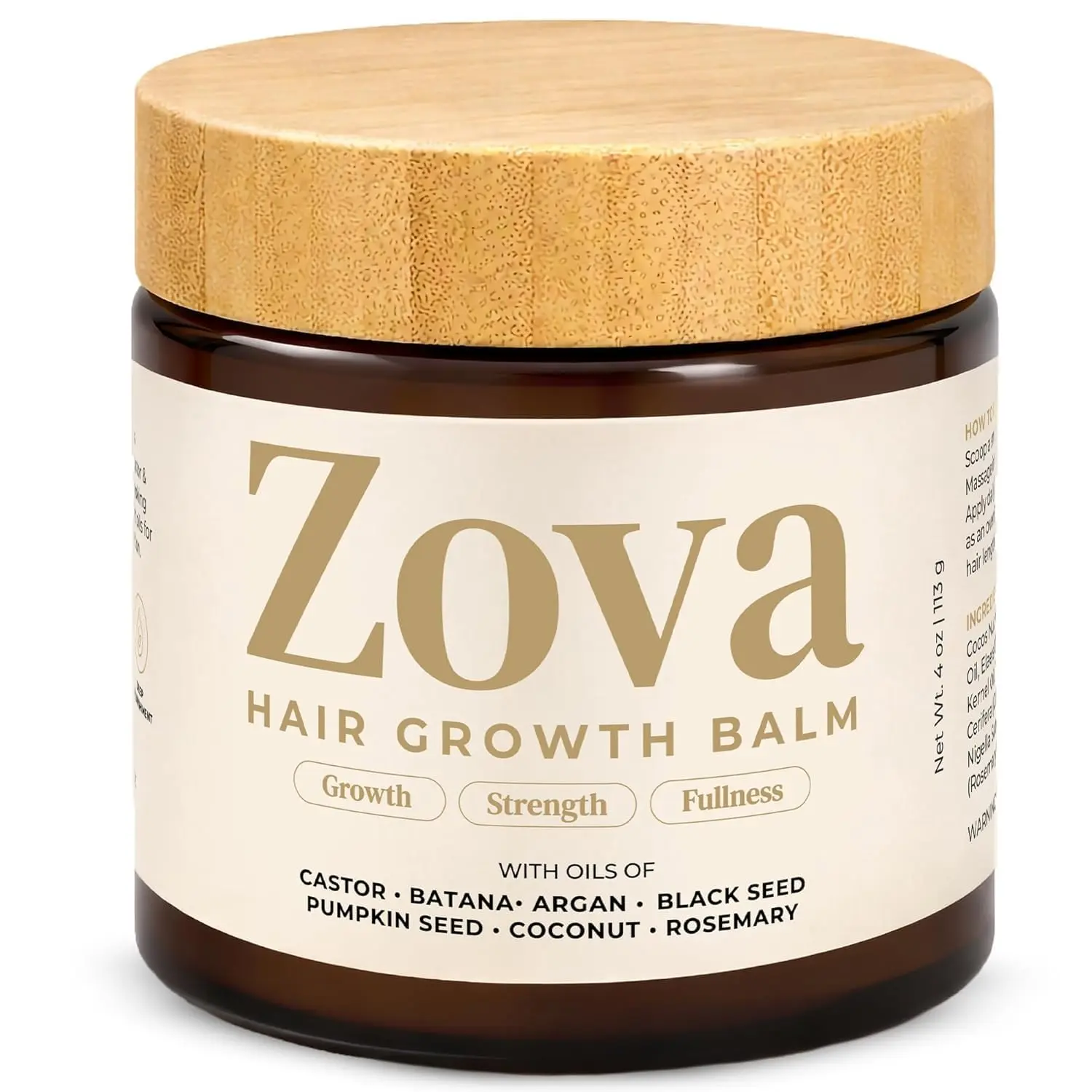 Zova Hair Growth Balm – Batana, Castor, Argan & Rosemary Oil Blend for Thicker, Stronger Hair – Deep Scalp Nourishing Hair Treatment for Men & Women – Natural Hair Repair & Moisturizing Balm 4 oz