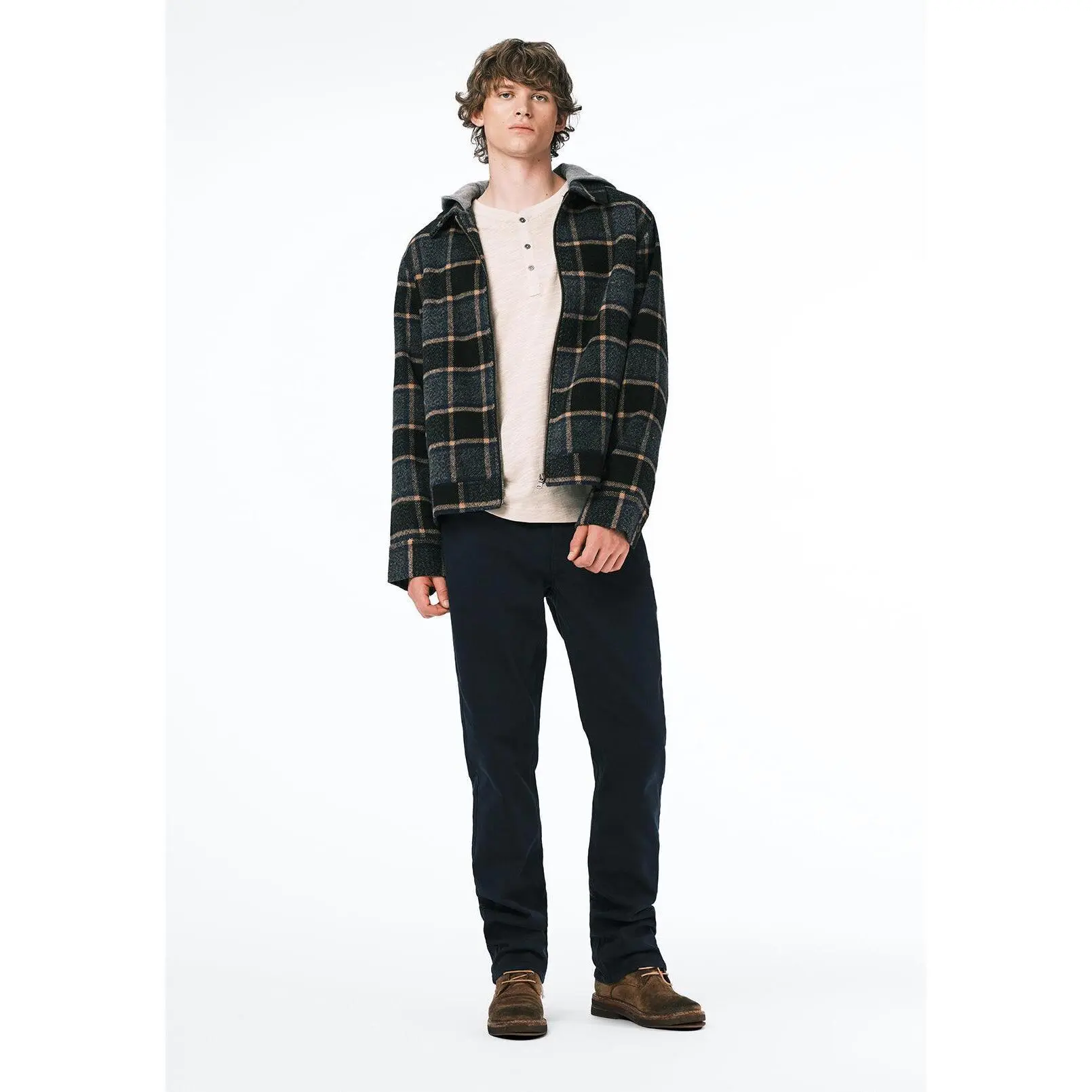 Jude Men's Boxy Plaid Jacket, Charcoal - BM24701