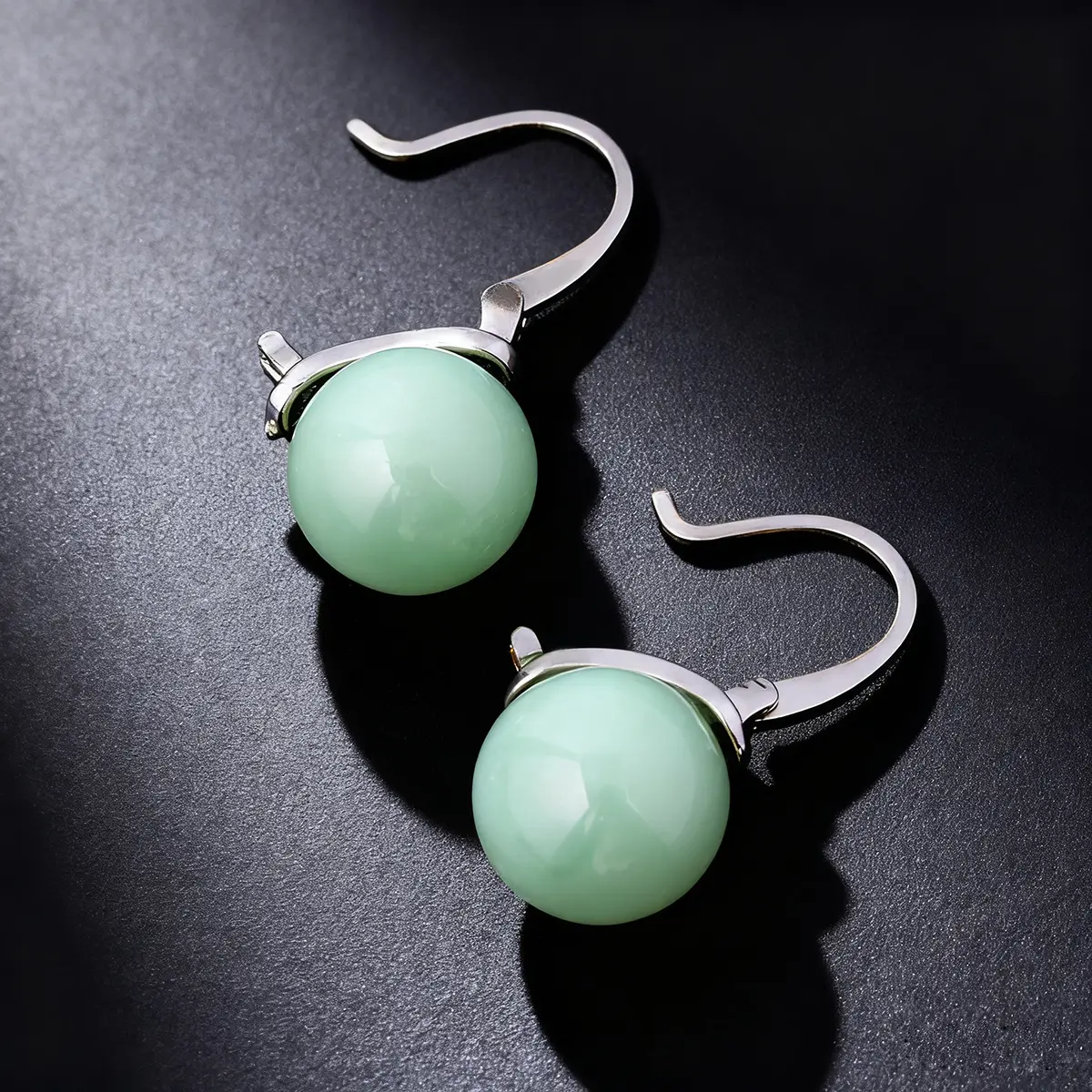 1 Pair Women's Natural Stone Chinese Style Drop Earrings Ball Pendant Design Simple Jewelry For Party