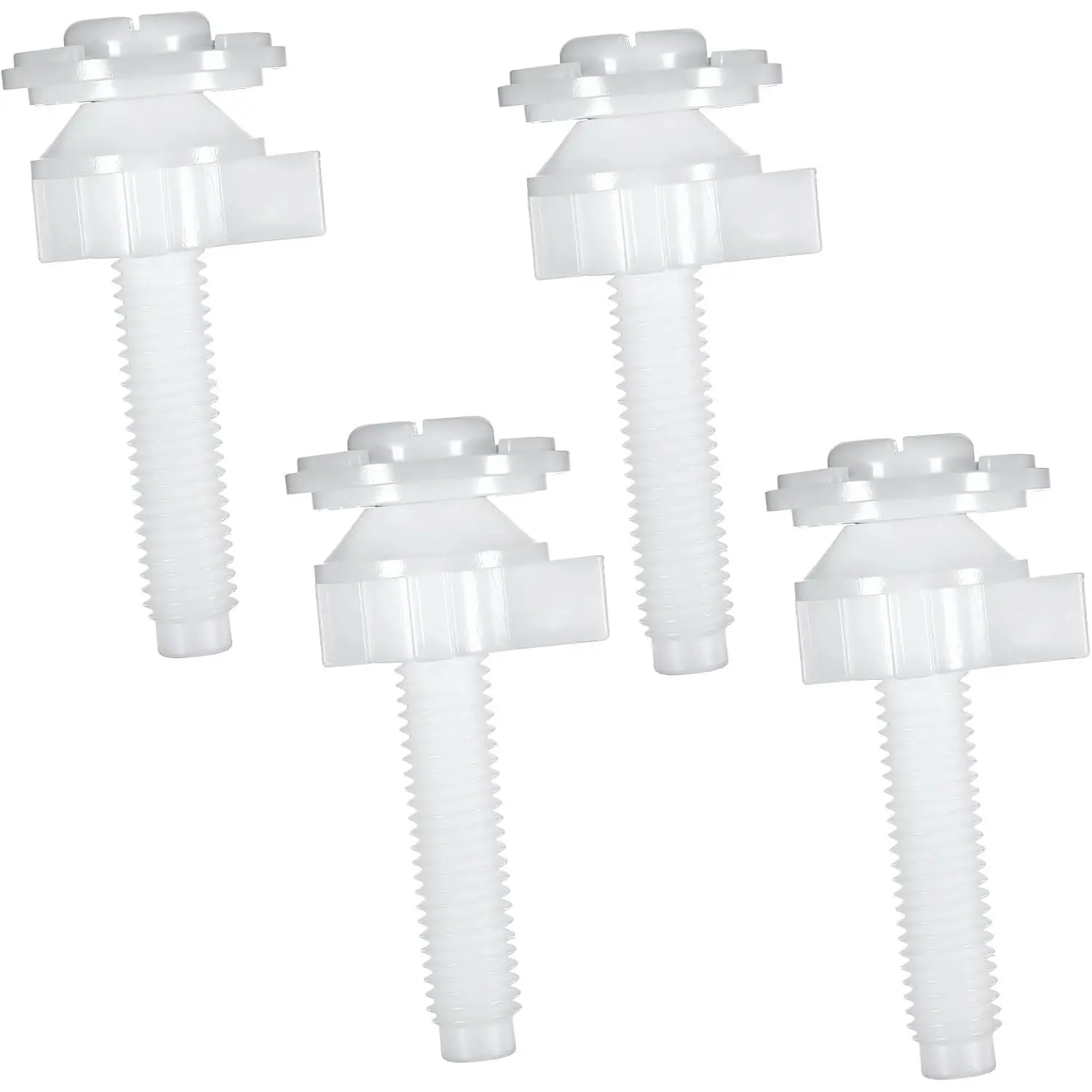 4 count Universal Plastic Toilet Seat Screws Replacement Kit  Hinge Bolt Screws with Plastic Nuts and Washers  for Fixing the top Toilet Seat, White