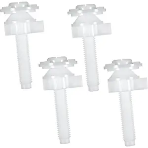 4 count Universal Plastic Toilet Seat Screws Replacement Kit  Hinge Bolt Screws with Plastic Nuts and Washers  for Fixing the top Toilet Seat, White