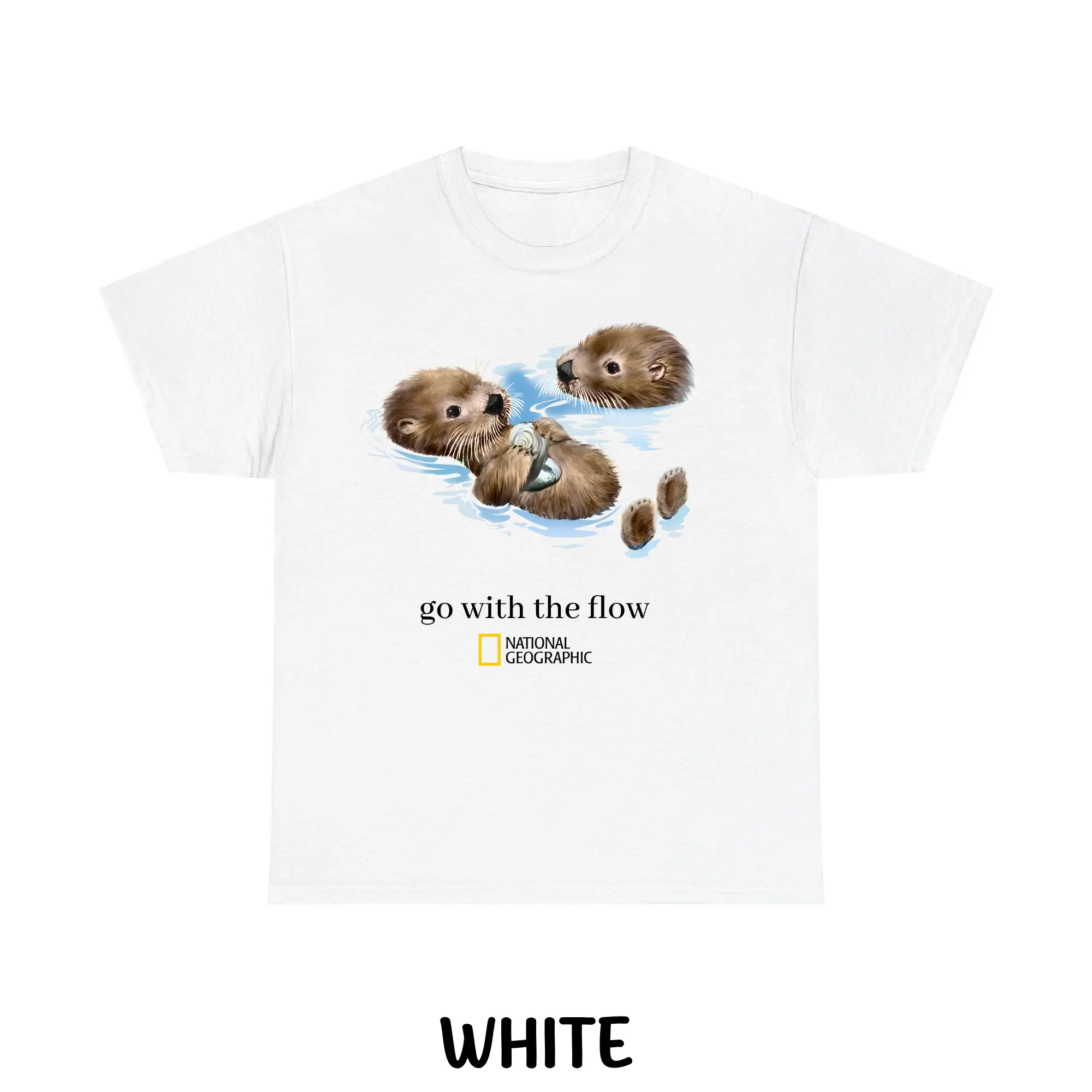 National Geographic "Go With The Flow" Vintage Graphic Tee, Nature Inspired T-Shirt, Outdoor Adventure Shirt, Unisex Casual Streetwear Top