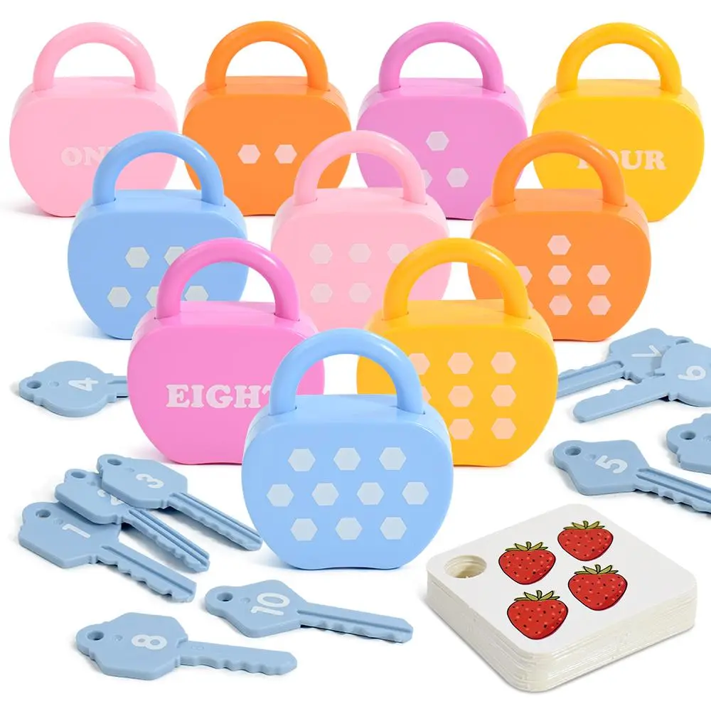 Apple Shaped Lock Puzzle Toy, 20/40pcs/set Colorful Number Lock Shape Matching Puzzle Toy, Early Education Puzzle Toy for Kids