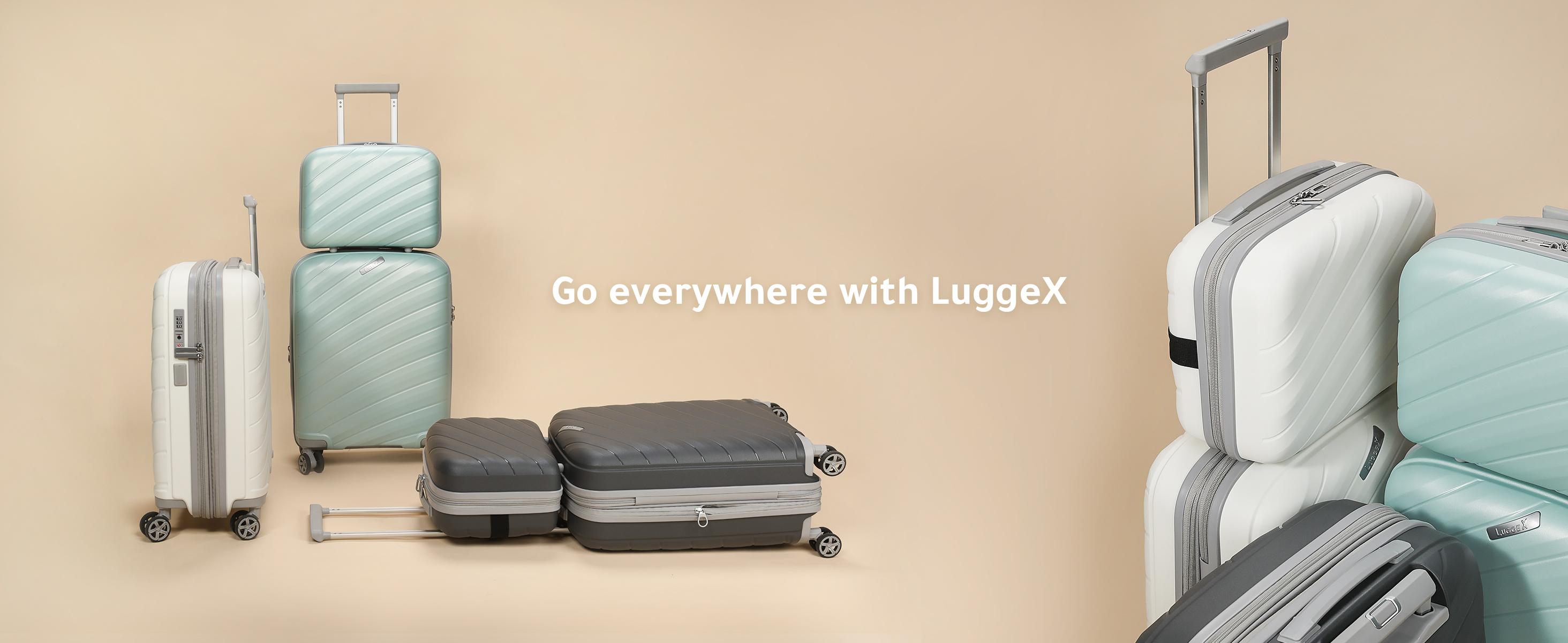 LUGGEX Ultra-Lightweight 14"/20" Spinner Wheels Luggage Set 2-Piece Travel Set with Cosmetic Case & Organized Compartments for Easy Travel