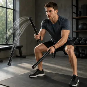 Ropeless Battle Rope Set with Cordless Training Sticks, Portable Weighted Exercise Equipment for Home Gym, Outdoor & Travel Agility Fitness Training