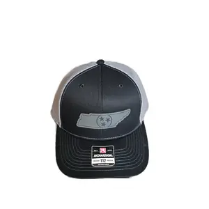 Tennessee Tristar Charcoal - Richardson 112 Trucker Hat with Snapbexx Patch - Black Mid-Profile Adjustable Snapback Hat for Adults