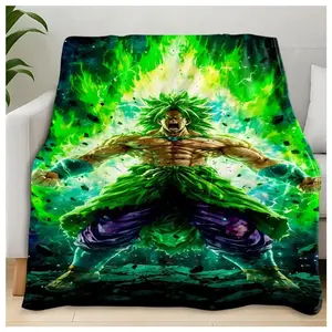 Dragon Ball Super Broly Ultra Form Battle Blanket, Dark Starry Sky & Bursting Flame, Muscle Straining Body, Precision Role Reenactment, Custom Image Blanket, Cozy Throw Blanket Suitable as a gift sizes 60*80,30*40 ,40*50 50*60