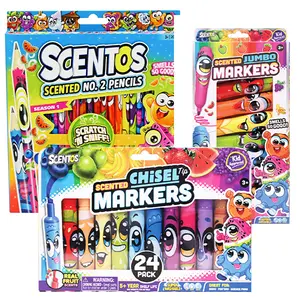 Scentos Scented Markers and Watercolor Pens Set for Kids – Non Toxic Washable Art Supplies