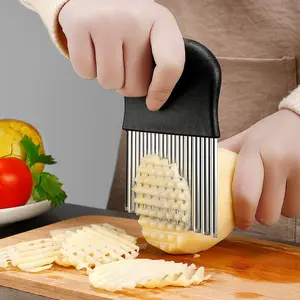 2PCS Extra Large Crinkle Cutter Set with Sturdy Stainless Steel Blades Professional Wavy Vegetable Slicer for Perfect Homemade French Fries Potato Chips and Food Prep