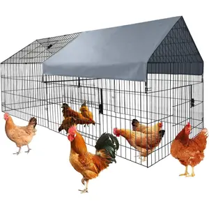 86"x40"x40" Outdoor Metal Chicken Coop with Waterproof Cover, Heavy Duty Portable Large Chicken Coop for Hens, Ducks, Rabbits, Dogs