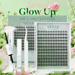 YOULUCK Manga Lash Clusters Waterproof & Windproof Long-Lasting Ultra-Thin Invisible Band Bond & Remover Makeup for Girls Beginner Friendly