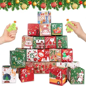 24 Pcs DIY Christmas Advent Calendar Boxes for 2024, 24 Days Countdown Calendar Gift for Adults and Kids, Cardboard Number Boxes Make & Fill Your Own Lovely Xmas Party Present