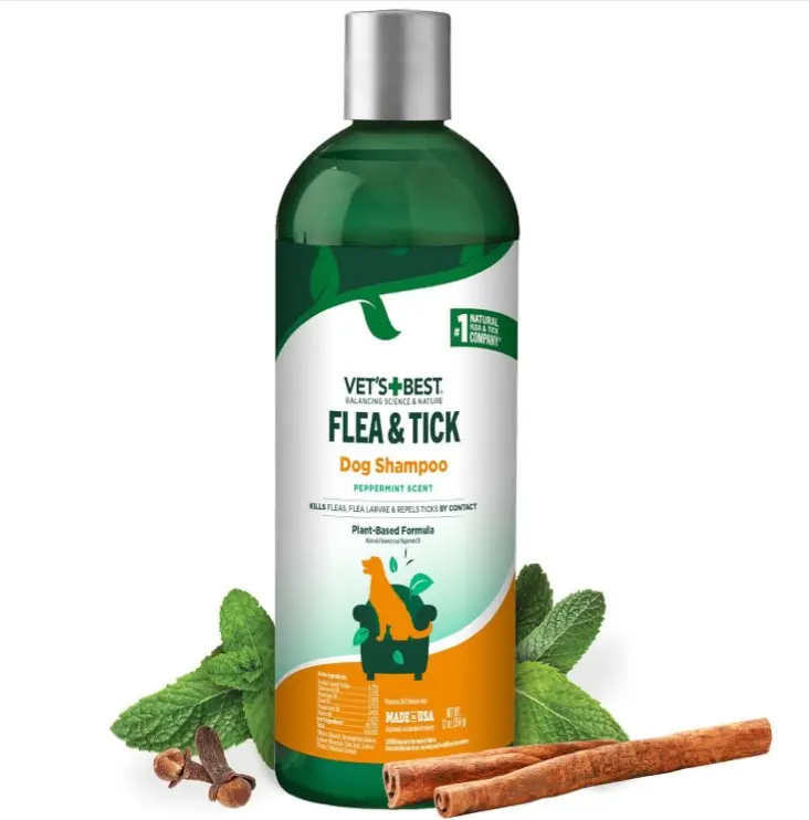 Vet’s Best Flea and Tick Shampoo for Dogs – Advanced Strength Plant-Based Formula for Flea Treatment and Prevention, Natural Flea Bath and Tick Control, Vet Recommended, Made in USA, 12 oz