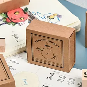 Wooden Journal Stamp Set with Numbers & English Fonts, Clear Rubber Surface Easy to Stamp, Perfect for Diary Decoration