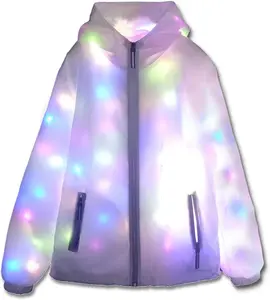Unisex LED Light Up Party Jacket Battery Powered Colorful Glowing Costume for Halloween Christmas Social Dance Gatherings Adult Polyester Washable