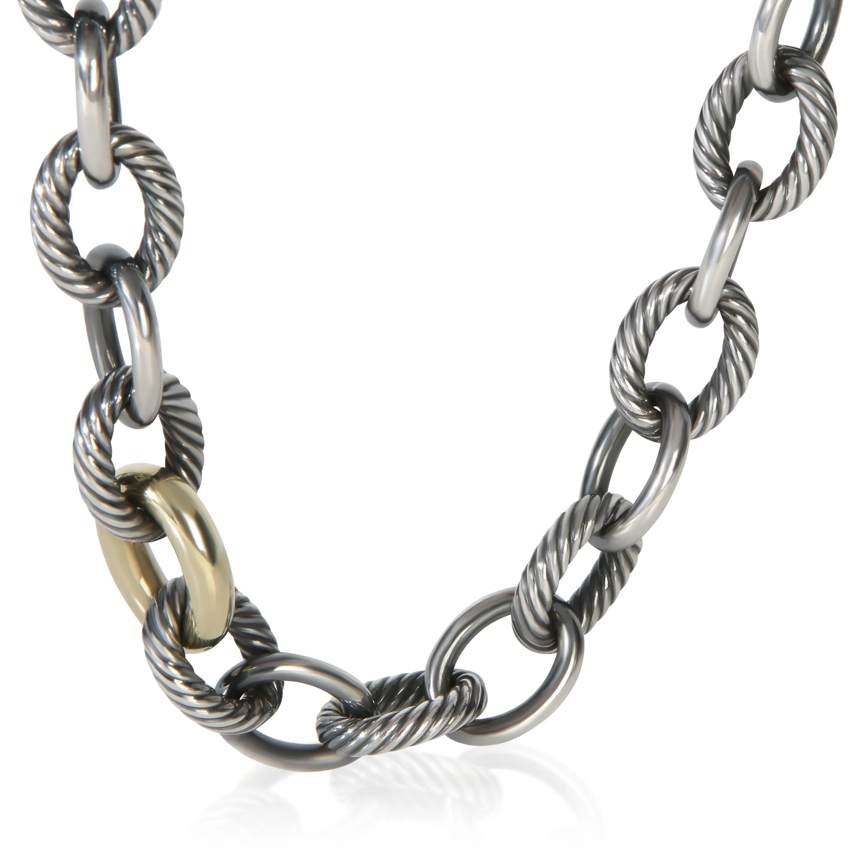 1/5 18K Yellow Gold & Sterling Silver Oval Link Necklace