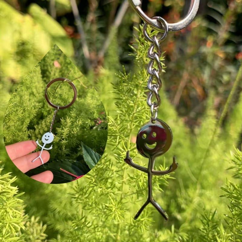 Stainless Steel Doodle Keychain Middle Finger Pendant Keyring