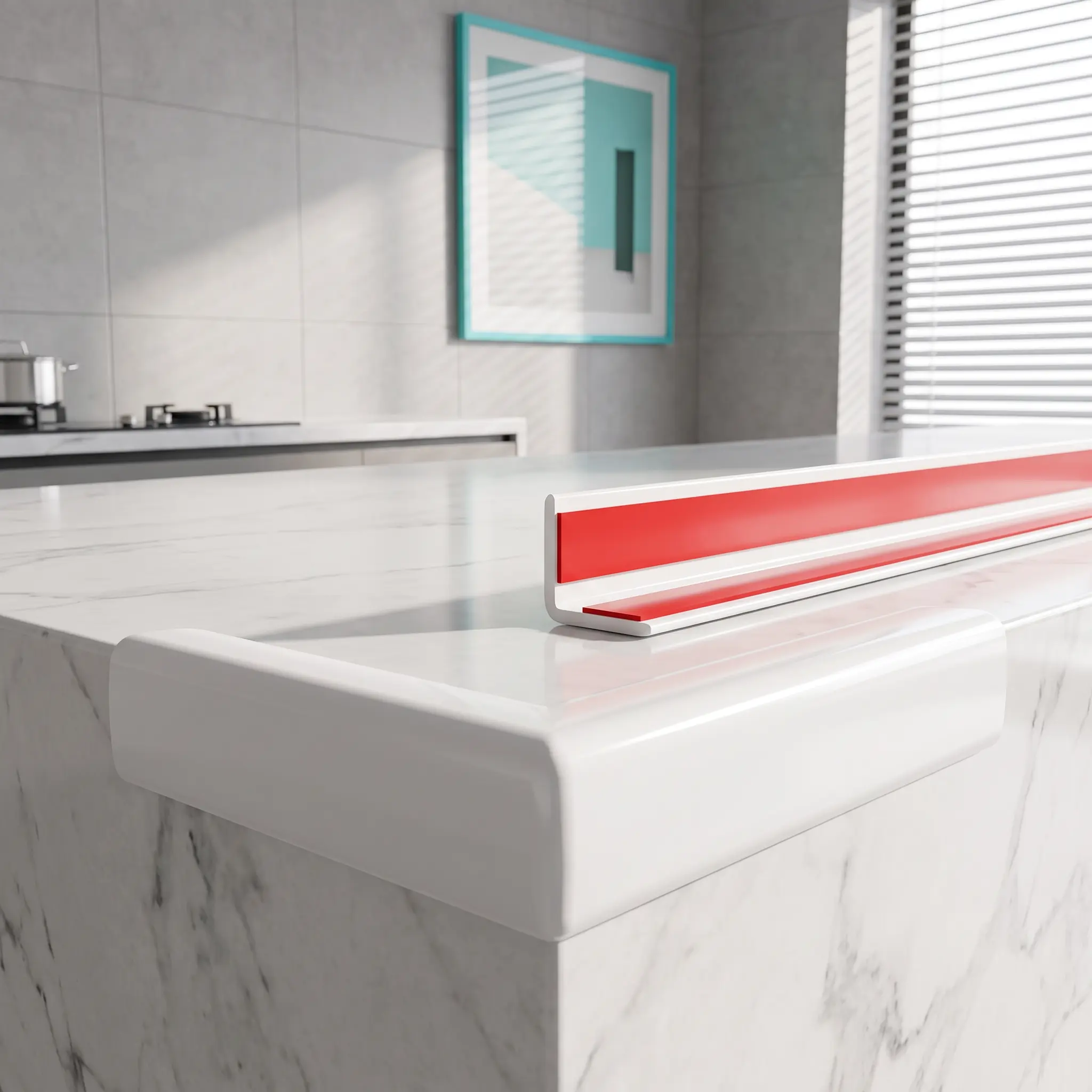L-Shape Thickened PVC Self-Adhesive Corner Guard, Peel and Stick Wall Corner Protector, 90-Degree Right Angle Design, Waterproof & Oil-Proof, Easy to Clean, Matte White Finish