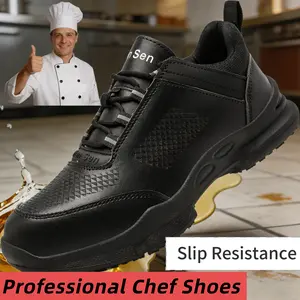 Men's Non-Slip Kitchen Shoes Waterproof Oil Resistant Lightweight & Breathable Work Footwear Anti-Slip Chef Shoes for Restaurants Comfortable & Safe Slip-On Kitchen Clogs