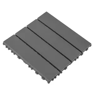 44 Pack 12"x12" Plastic Interlocking Deck Tiles, Waterproof Non-Slip Self-Draining All Weather Outdoor Patio Flooring Tiles, Easy Snap Install Modular Decking Tiles for Backyard Poolside Balcony Porch Terrace Indoor Use, Dark Gray