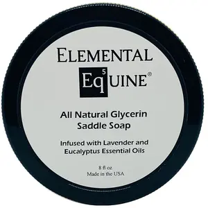 Elemental Equine All Natural Leather Cleaning Glycerin Saddle Soap 8oz Infused with Lavender and Eucalyptus Essential Oils