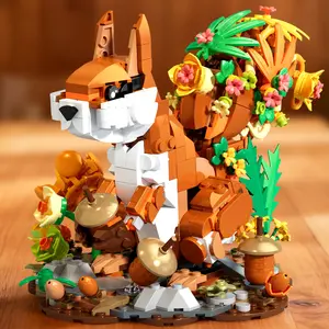 737pcs Squirrel Building Block Set with Flowers, Animals Buildings Sets DIY Model Kits for Home Decor Gifts for Kids Boys Girls Teens Adults Birthday, Easter, Christmas, Holidays, Graduation Present, Anniversary, Wedding, housewarming Gift