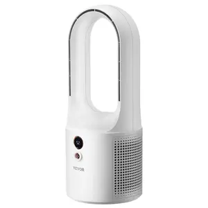 VEVOR Desk Fan Bladeless, 12.99 Inch Portable Desk Fan, 6-Speed USB Quiet Cooling Small Tower Fan with Rechargeable Battery, Easy to Clean & Kids-Friendly, Blows Cold Air for Bedroom, Office, Home