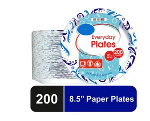 Everyday Disposable Paper Plates 8.5" 200 Count - Ideal for Food and Beverage Use
