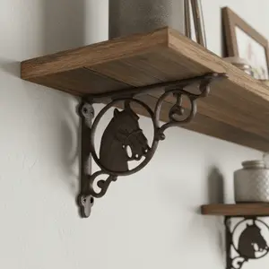 Horse Head Shelf Bracket, Equestrian Cast Iron Wall Mount Support, 9.4"