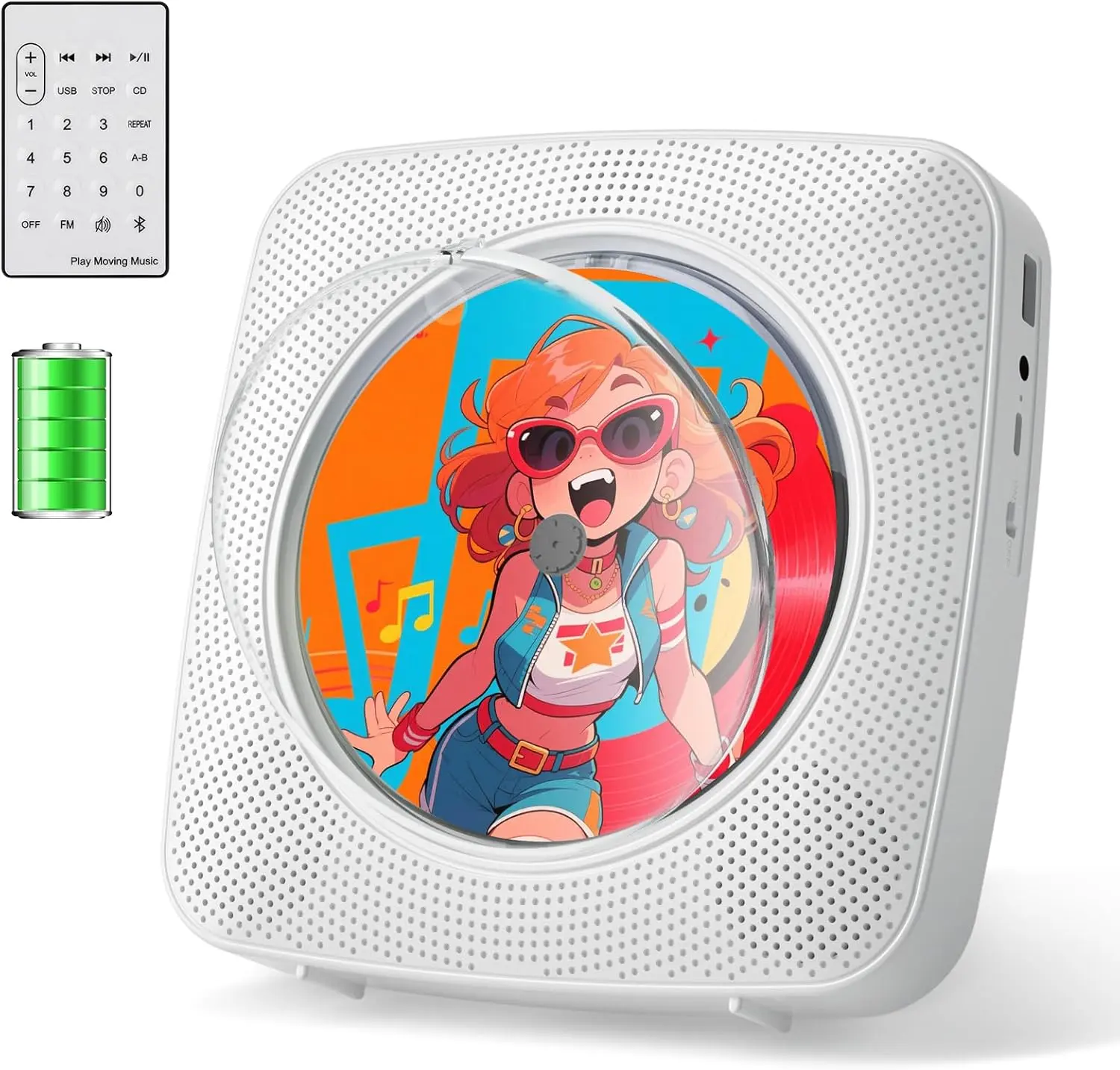CD Player Portable Rechargeable: CD Players for  Portable CD Player with  & Dual Speakers 1800mAh with LCD Screen Display Boombox FM Radio USB Type-c MP3 Music Player