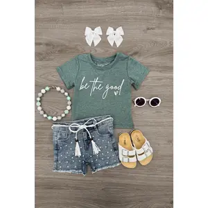 "Be The Good" Denim Short Set
