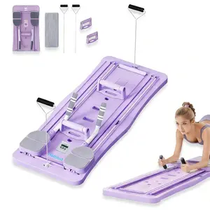 Pilates Board 4-in-1 Core Workout Machine Multifunctional Ab Trainer Board Pink & Black Adjustable Rolling Abdominal Roller for Home Fitness