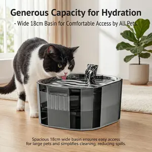 Cat Water Fountain, Pet Water Fountain for Indoor Cats with 4-layer filtration system and ultra-quiet water pump 1.5L/33.81oz Automatic Water Dispenser Multi Pet Square Faucet
