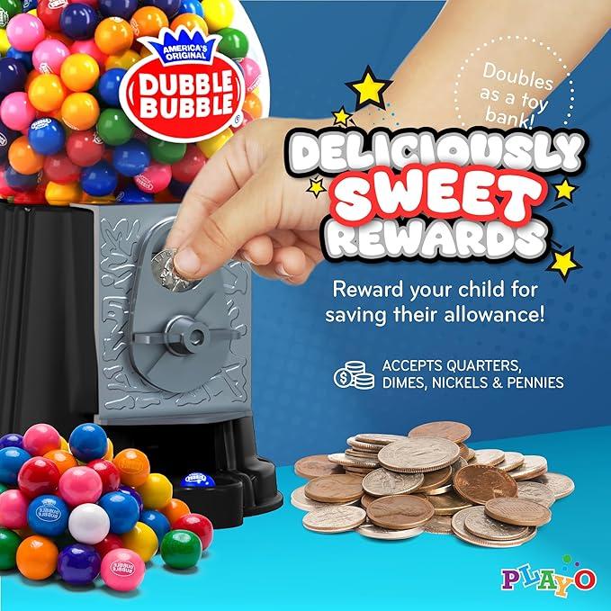 Gumball Candy Machine – Fun Coin-Operated Toy Bank with 85 Colorful Gumballs – 8.5'' Candy Dispenser for Kids – Perfect for Gifting & Playtime