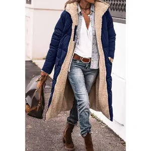 2026 autumn and winter new solid color hooded cotton jacket long sleeve double-sided wear slim temperament cardigan jacket top Womenswear Coats Casual Fashionable Outerwear Casual Chic Outerwear