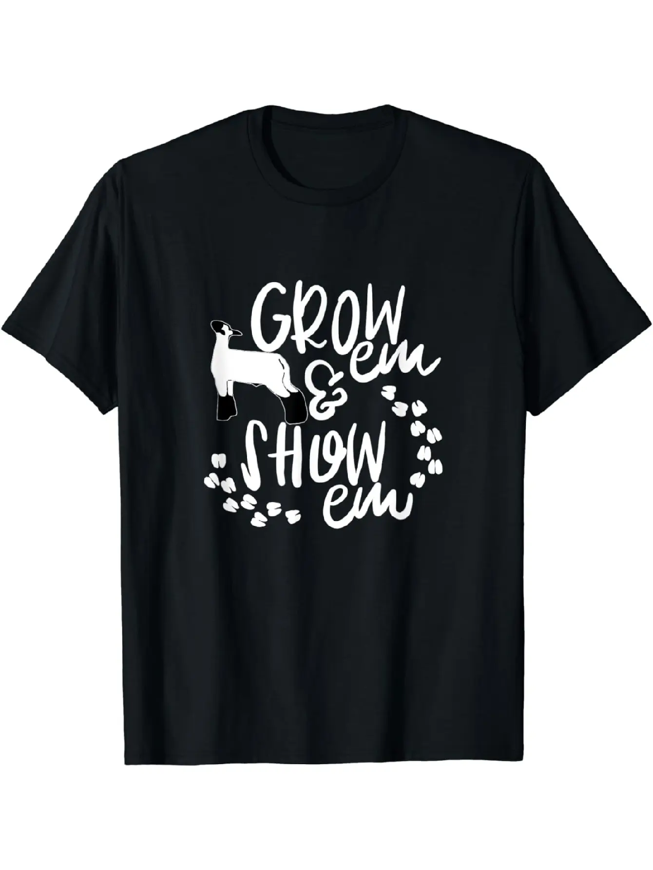 Grow 'em Lamb Sheep Livestock Show T-Shirt - Soft Breathable Cotton Retro Graphic Print with Lamb & Sheep Suitable for Livestock Exhibitions Casual Wear Sizes S-XXXL Ideal for 4- & FFA Events