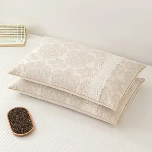 YHFYHF New Embroidered Design Cervical Pillow Buckwheat Supportive Cushion, Neck Support Pillow for Back Pain Relief, Comfortable Side Sleep Pillow