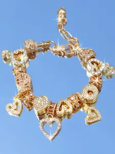 Fashion Heart Bling Charm Bracelet, Love Key Bracelet, Life Tree Heart Lucky Bracelet, Heart Shaped Bracelet, Stylish Jewelry for Women, Perfect Gift Idea