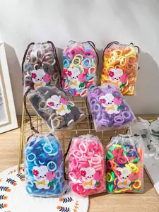 100pcs Children Small Hair Bands, Baby Girl Headbands, Colorful Kid Elastic Hair Tie, Nylon Scrunchie, Plain Style, All Seasons, Elastic Hair Accessory