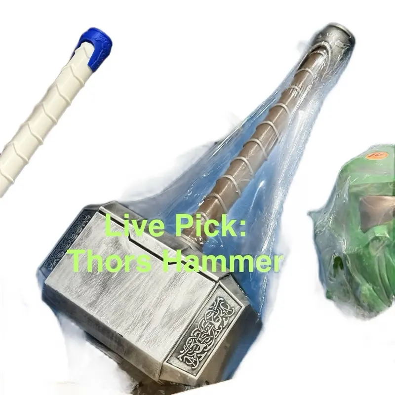 THOR HAMMER Live Pick 3D Prints Detailed Character display for Collectors with Shrink Wrap Protection