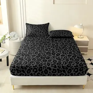 3pcs leopard print bedding set, including 1 bedsheet and 2 pillowcases, without pillow core, deep pocket design, available in single, double, and extra large bed sizes, soft and comfortable, suitable for bedrooms, guest rooms, and university dormitories.