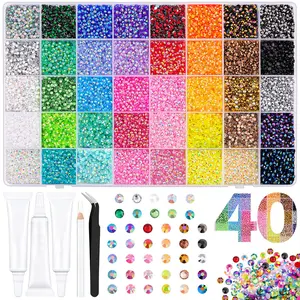 40000Pcs Jelly Resin Rhinestones Bedazzling Kit, 3mm Multicolor Flatback Gems for Diamond Art, DIY Crafts, Book Decor, Shoes Embellishment & Nail Art
