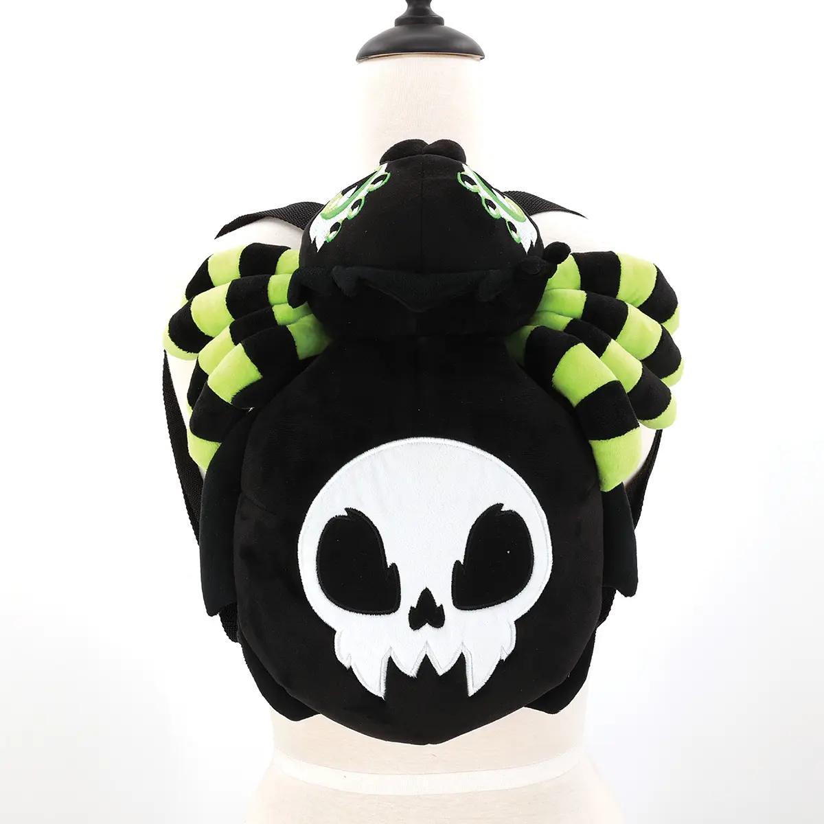 Green Skull Accent Backpack Green Skulls Polyester Vintage Backpack – Grim Haven Clothing main image 2